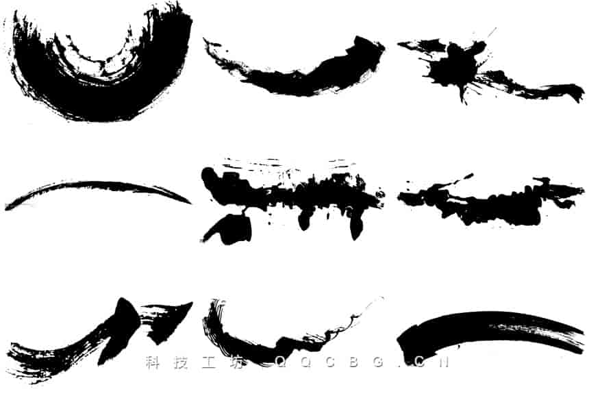 44+笔画墨迹高清国风素材PNG透明免抠图